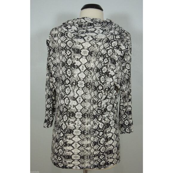 JENNIFER LOPEZ Cowl Neck Top M MEDIUM Womens Printed Cross Front - Picture 4 of 6